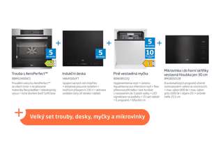Velký set BEKO trouba BBIM12400XCS+indukční deska HII64500UFT+myčka BDIN38522Q+mikrovlnka BMGB20212B