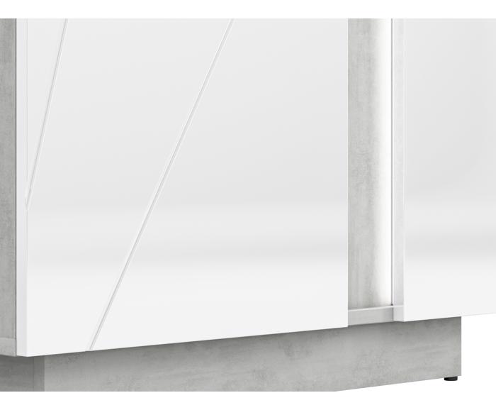 Fotogalerie Vitrína Lumens 03P - bílý lesk / beton stříbrný
