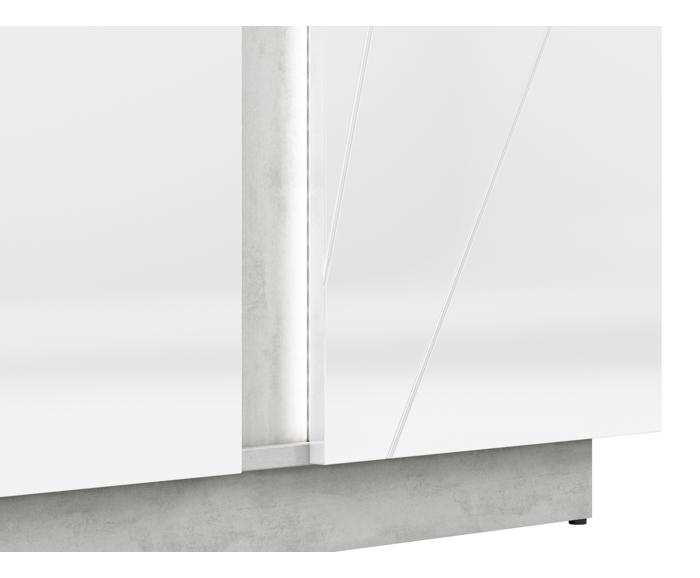 Fotogalerie Komoda Lumens 08 - bílý lesk / beton stříbrný