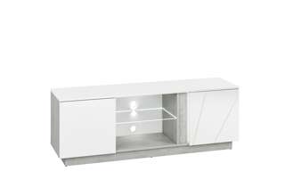 TV stolek Lumens 09 - bílý lesk / beton stříbrný