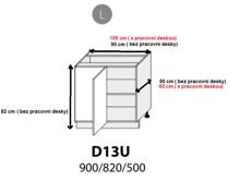Fotogalerie D13U (105 cm), spodní skříňka rohová kuchyně Treviso