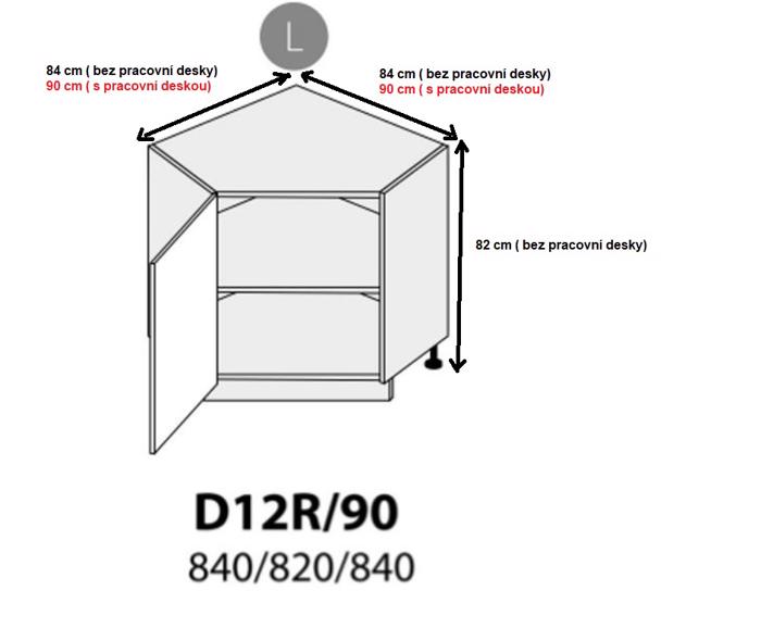 Fotogalerie D12R 90 L (90 cm) spodní skříňka rohová levá, kuchyně Treviso