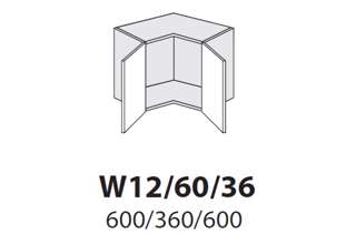 W12 60/36  (60 cm) skříňka rohová nádstavba, kuchyně Velden