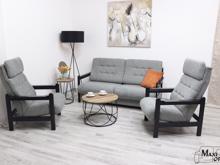 Fotogalerie Sedací souprava Barbora + dvě křesla potah Klaus C14, dřevo černé