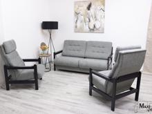 Fotogalerie Sedací souprava Barbora + dvě křesla potah Klaus C14, dřevo černé