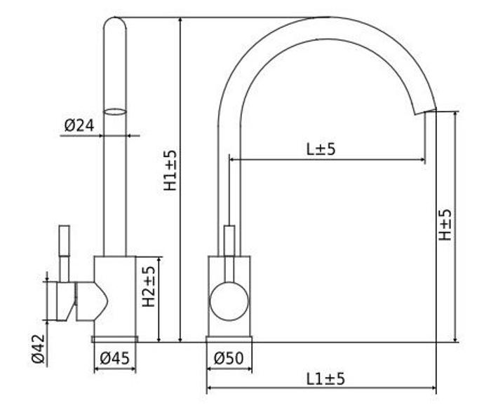 Fotogalerie Stojánková dřezová baterie Alveus Viola-  BRS- kartáčovaná ocel