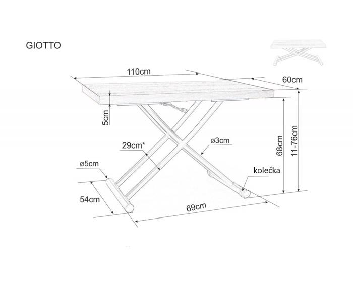 Fotogalerie Výškově nastavitelný jídelní stůl Giotto - dub/černá