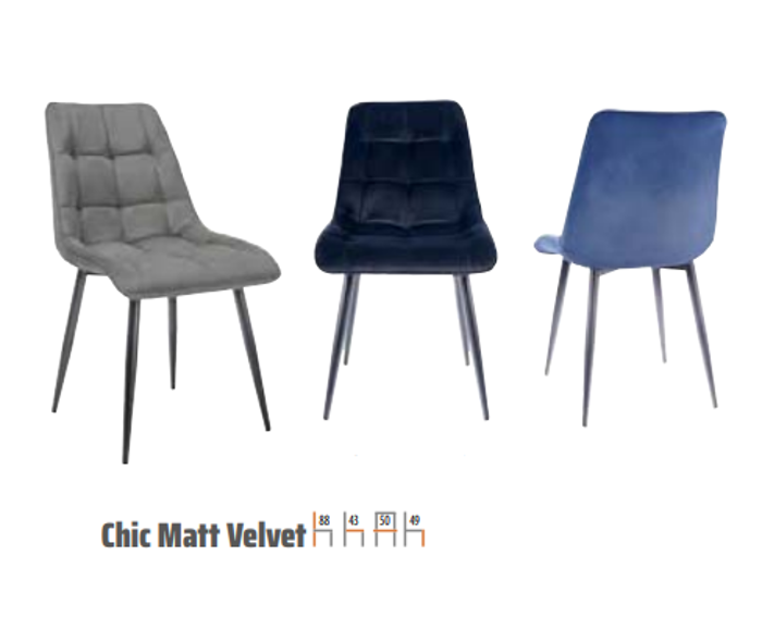 Fotogalerie Jídelní židle Chic Matt Velvet 85-černé nohy/šedá