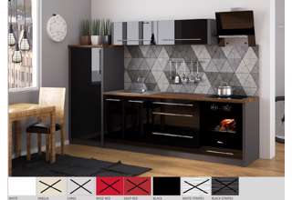 Rovná kuchyňská linka Platinum délky 280 cm - vysoký lesk