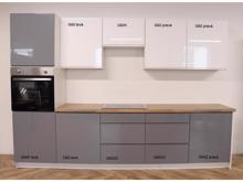 Fotogalerie Kuchyňská linka Aspen šedobílá lesk  300 cm