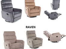 Fotogalerie Otočné a houpací křeslo s funkcí relax pro seniory - Raven tmavě béžový 