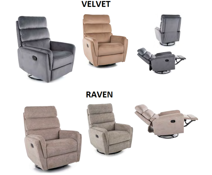 Fotogalerie Otočné a houpací křeslo s funkcí relax pro seniory - Raven tmavě béžový 