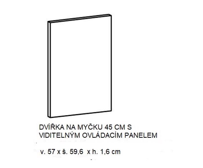 Fotogalerie D45FZN (45 cm), nízká dvířka na myčku šíře 45 cm s viditelným ovládacím panelem, kuchyňské linky Aspen - bílá