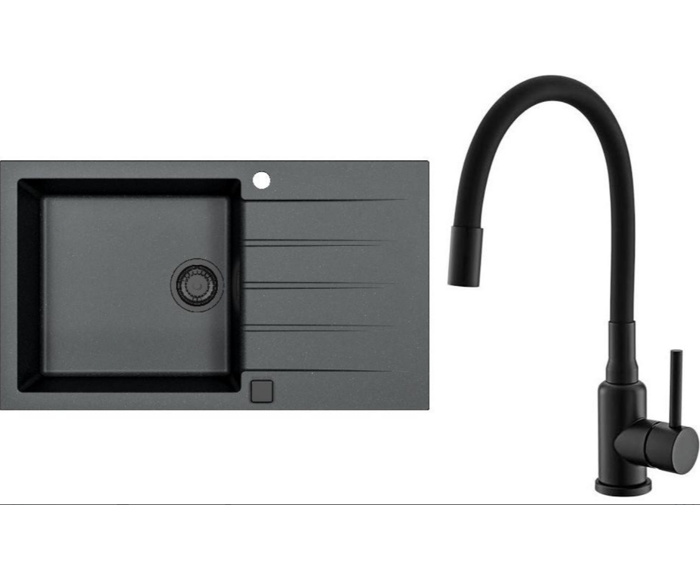 Fotogalerie Dřezový set Alveus:  dřez Cadit 40 + baterie Mintas -Black Edition
