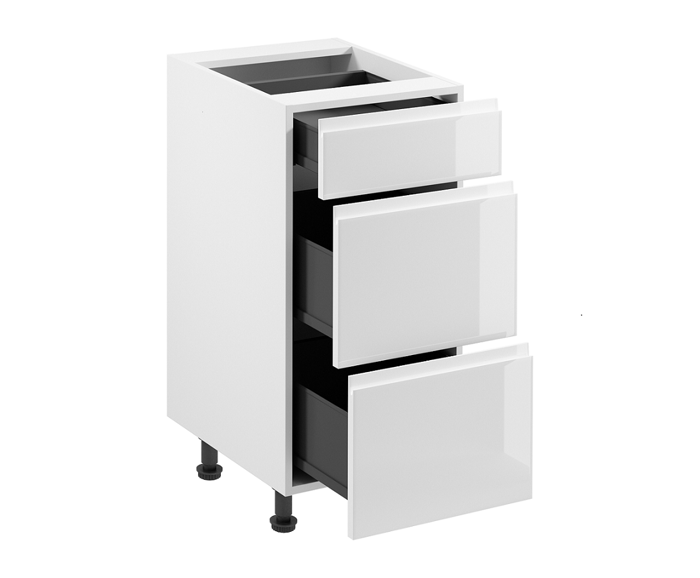 Fotogalerie D40S3 (40 cm), skříňka dolní se 3 šuplíky kuchyňské linky Aspen - bílá