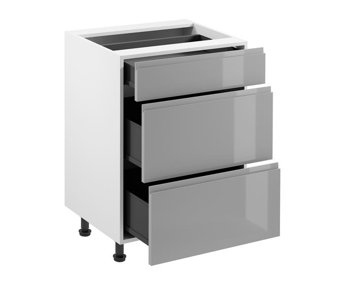 Fotogalerie D60S3 (60 cm), spodní skříňka šuplíková kuchyňské linky Aspen- šedá