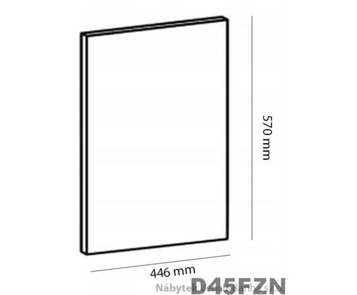 Fotogalerie D45FZN (45 cm), nízká dvířka na myčku šíře 45 cm s viditelným ovládacím panelem, kuchyňské linky Aspen - šedá