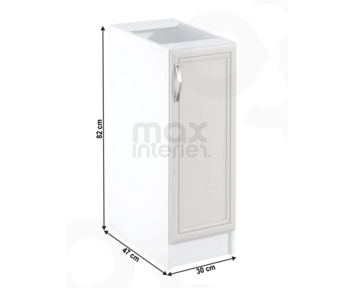 Fotogalerie D30 (30 cm) pravá, spodní skříňka kuchyňské linky Sicília - bílá