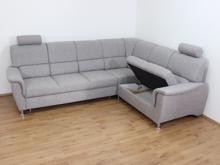 Fotogalerie Rohová rozkládací sedací souprava s úložným prostorem a posuvnou funkcí relax Demo pravá - Světle šedá 