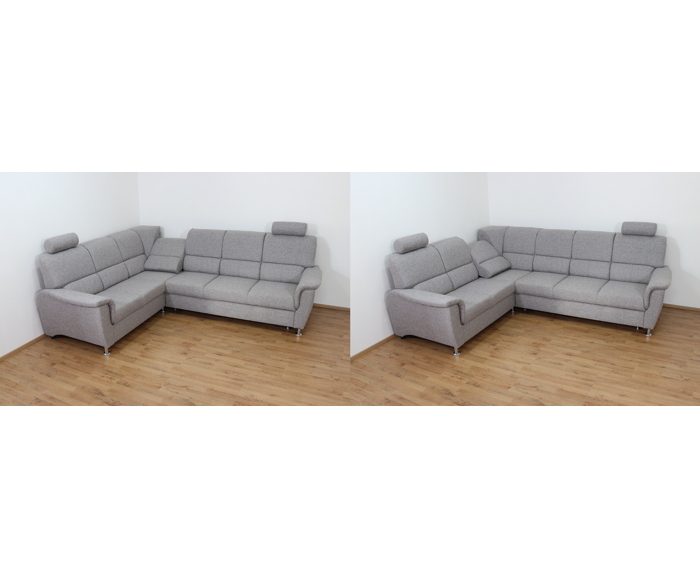 Rohová rozkládací sedací souprava s úložným prostorem a posuvnou funkcí relax Demo levá - Světle šedá 