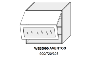 Horní prosklená skříňka výklopná AVENTOS 90cm - W8BS/ 90 AVENTOS - kuchyňská linka Quantum