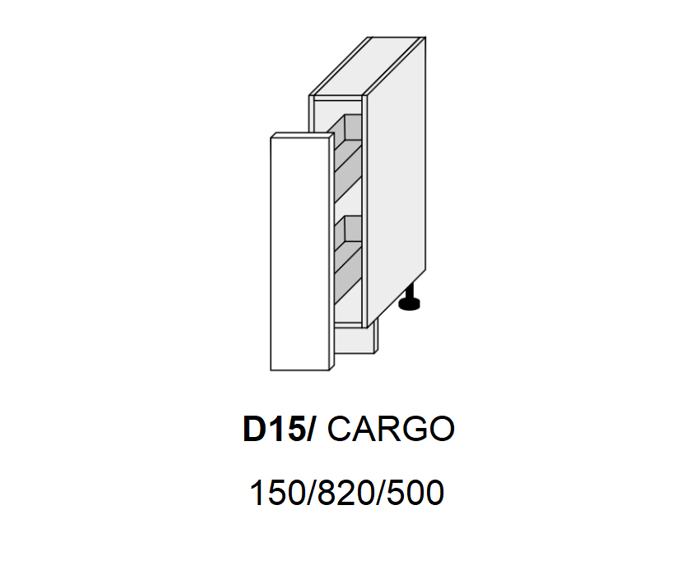 Fotogalerie Dolní skříňka 15cm bez drátěného programu - D15 CARGO (15 cm) - kuchyně Platinum