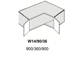 Horní hluboká rohová nádstavba - W14 90/36 (90 cm) na D24N/207/90- kuchyně Avellino
