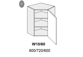 Horní skříňka rohová vysoká pravá- W4 10 P - 60 (60 cm) - kuchyně Carrini