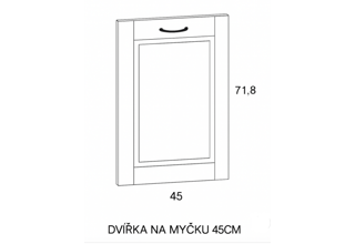 Dvířka na myčku (45 cm), kuchyně Charlotta bílá