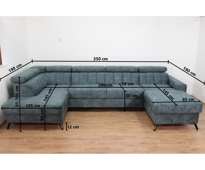 Luxusní rozkládací sedací souprava s dvěma úložnými prostory Massimo do U - zelená - pravá