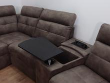 Fotogalerie Velká rohová sedací souprava do U s elektrickým křeslem Kanton - hnědá