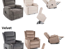 Fotogalerie Elektrické polohovací křeslo pro seniory s nápojovými držáky - Velvet béžová 