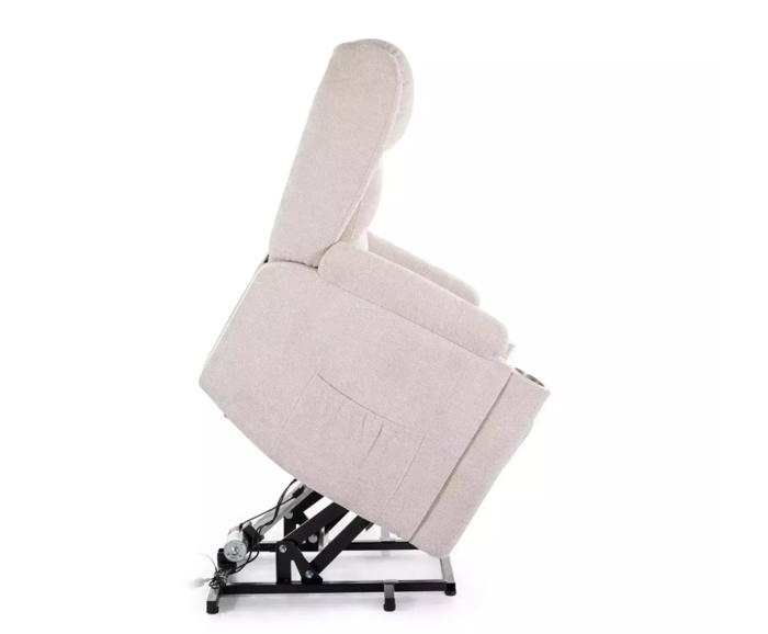 Elektrické polohovací křeslo pro seniory s nápojovými držáky - béžové