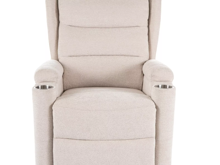 Fotogalerie Elektrické polohovací křeslo pro seniory s nápojovými držáky - béžové 