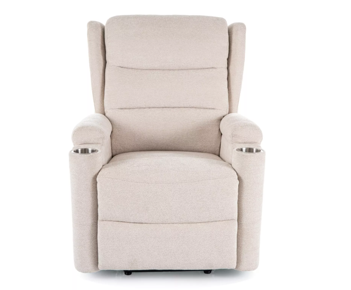 Elektrické polohovací křeslo pro seniory s nápojovými držáky - béžové