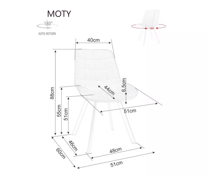 Otočná jídelní židle Moty - rozměry