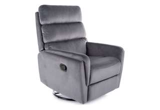Otočné a houpací křeslo s funkcí relax pro seniory - Velvet šedý