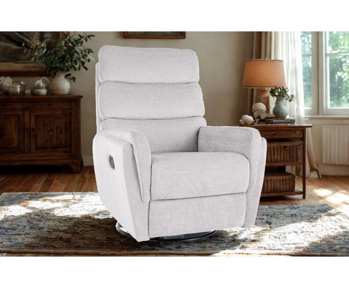 Fotogalerie Otočné a houpací křeslo s funkcí relax pro seniory - Velvet béžové