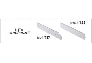 T38 lišta k ukončení pracovní desky 28 mm - pravá