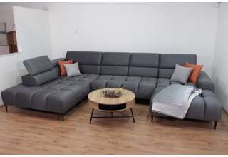 Elektrická rozkládací sedací souprava do U - Elektric XL - Tmavě šedá