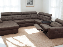 Fotogalerie Velká rohová sedací souprava do U s elektrickým křeslem Kanton - hnědá