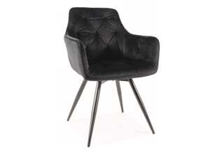 Otočná jídelní židle s područkami Mango Velvet - Bluvel černá /černé nohy