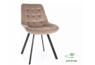Otočná jídelní židle Moty Velvet - Tmavě béžová