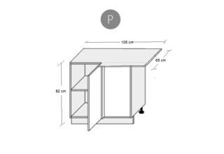 D13U (105 cm) P, pravá spodní skříňka rohová - kuchyně Viano