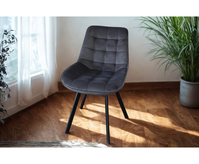 Otočná jídelní židle Moty Velvet - šedá