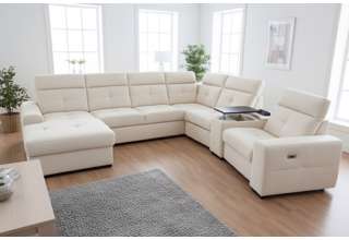 Velká rohová sedací souprava do U s elektrickým křeslem Kanton - výběr potahů