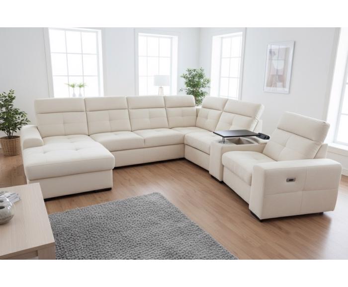 Fotogalerie Velká rohová sedací souprava do U s elektrickým křeslem Kanton - výběr potahů