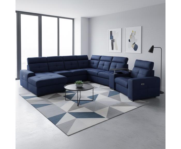 Fotogalerie Velká rohová sedací souprava do U s elektrickým křeslem Kanton - výběr potahů