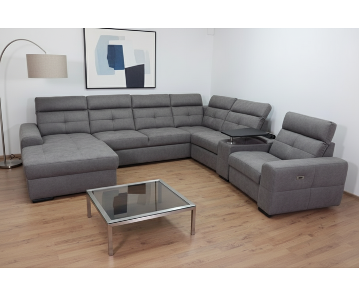 Fotogalerie Velká rohová sedací souprava do U s elektrickým křeslem Kanton - výběr potahů