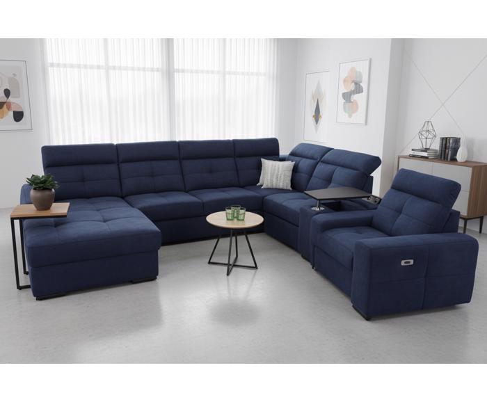 Fotogalerie Velká rohová sedací souprava do U s elektrickým křeslem Kanton - výběr potahů